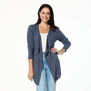 Hue Marled Rib Knit Cardigan