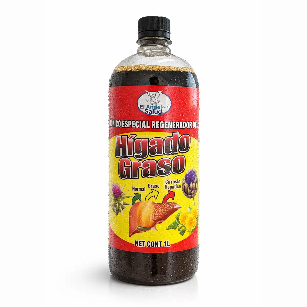 Hígado Graso Herbal Tonic – 1L - with Milk Thistle, Horse Tail, Artichoke, Dandelion, Cascara Sagrada & Boldua Leaf - Cleans from the inside
