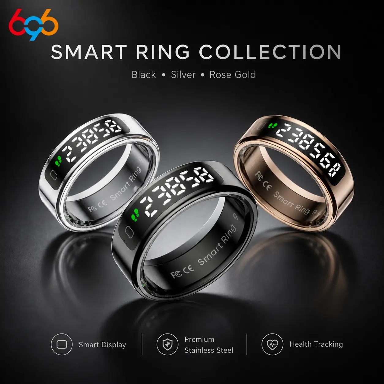 New R11 Smart Ring with Screen and Touch Qring Wireless Charging Health Manager, Heart Rate Monitor, Fitness Wearable, 1atm Waterproof, Fashion Design, Perfect Gift, Wearable Devices, Wearable Tech Gadgets
