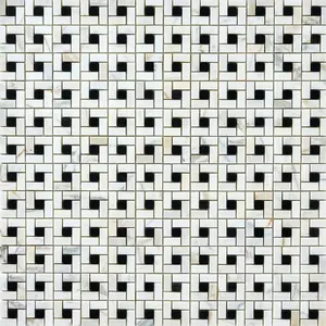 Calacatta Gold & Black Pinwheel 12x12 Polished/Honed Marble Mosaic Tile