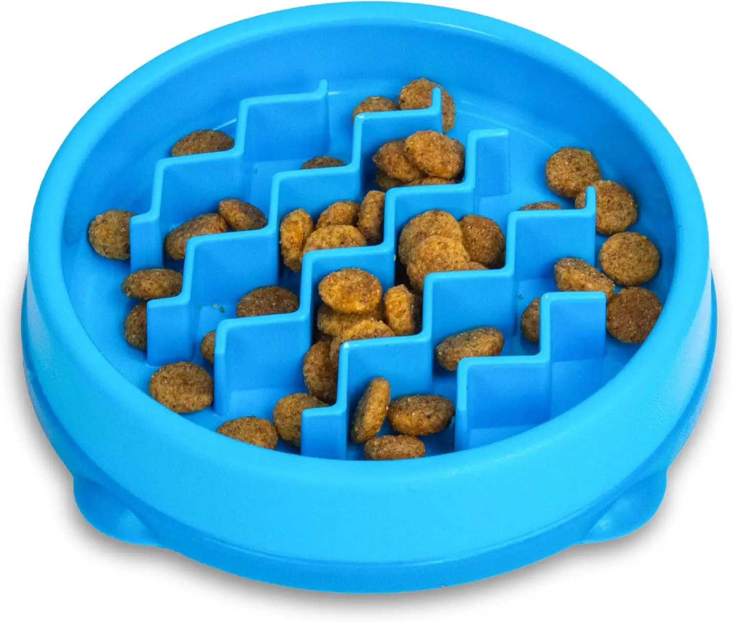 Slow Feeder Bowls for Cats & Small Dogs - 5-in, 3/4 Cup Blue Non-Slip BPA-Free Interactive Puzzle Dish, Slows Eating, Prevents Overeat, Helps Reduce Fast-Eating Belly Upset