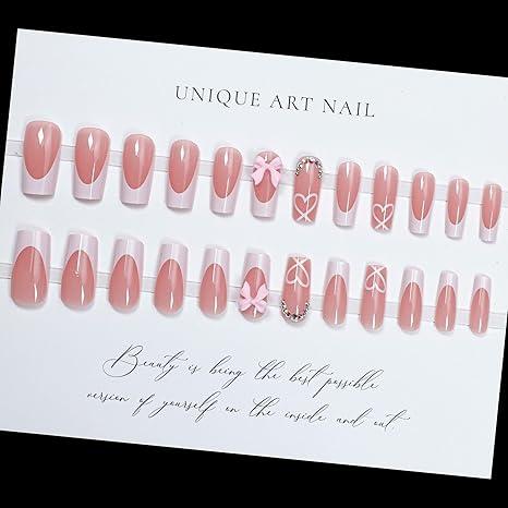 Valentine’s Limited! 2 Styles Goth/Soft Girl Nails (24pcs/Box) + Jelly Glue & File  Viral 2026 Acrylics Reusable