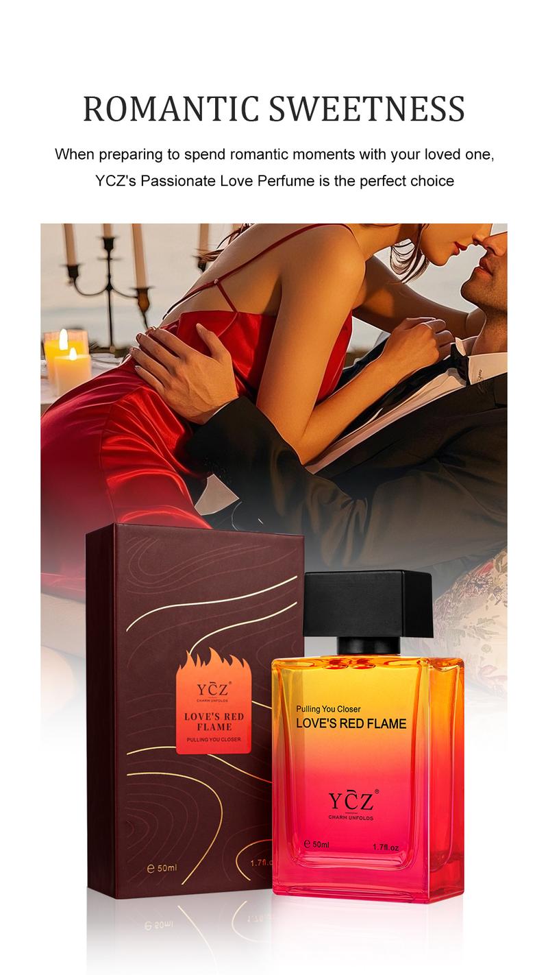 YCZ Love's Red Flame Men's Perfume Spicy Woody & Fruity EDP with Bergamot Rose & Patchouli 50ml High Quality Fragrance for Bold Scent Aromatic Amberwood