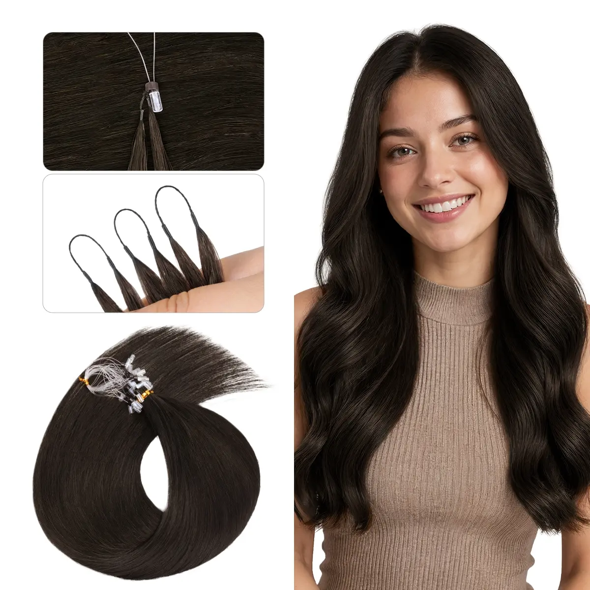 GOO GOO Micro Link Pro FeathDual Tip Hair Extensions Remy Human Hair, Invisible Loop Hair Extensions Straight Hair for Natural Look & Volume Summer Hair Reuseable Summer Hairstyles #tiktokshopbacktoschool #sohochic