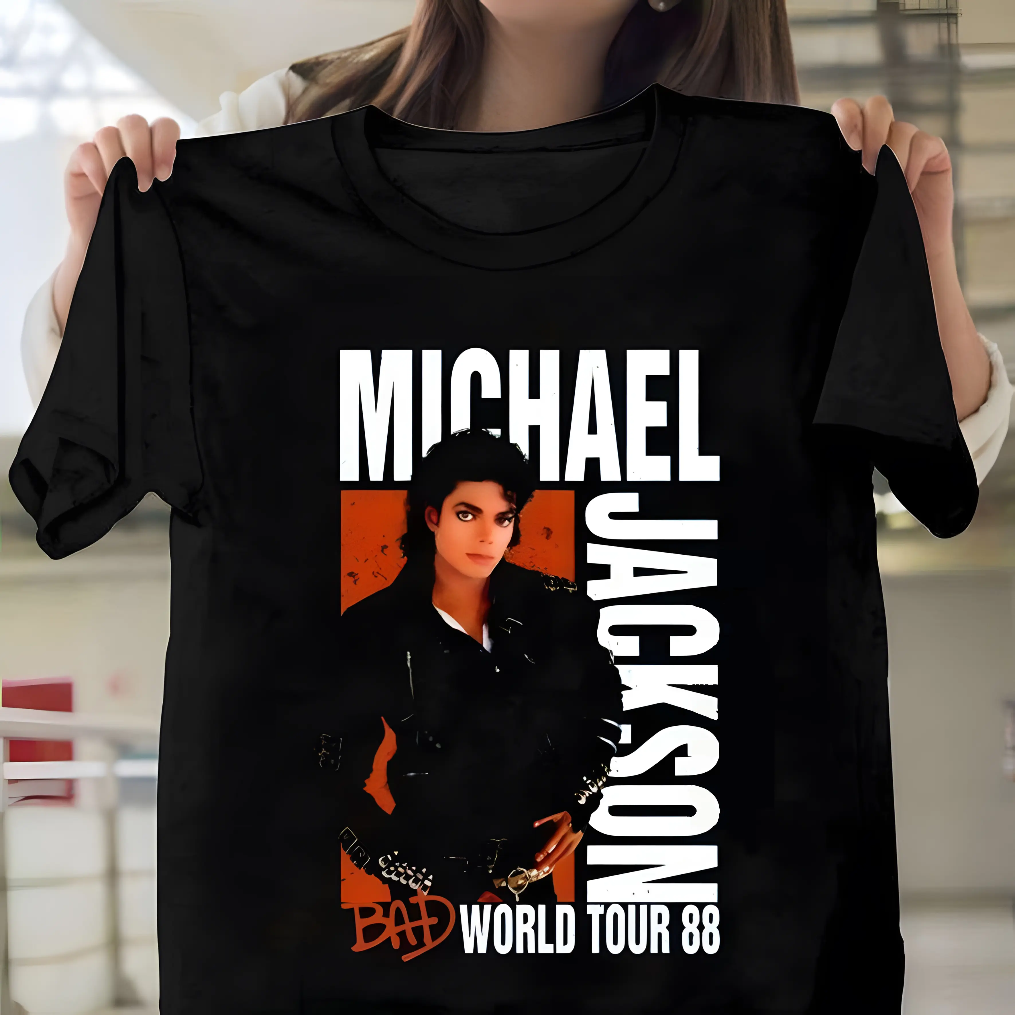 Michael Jackson Bad Tour 88 Classic Unisex T Shirt Vintage Boxy