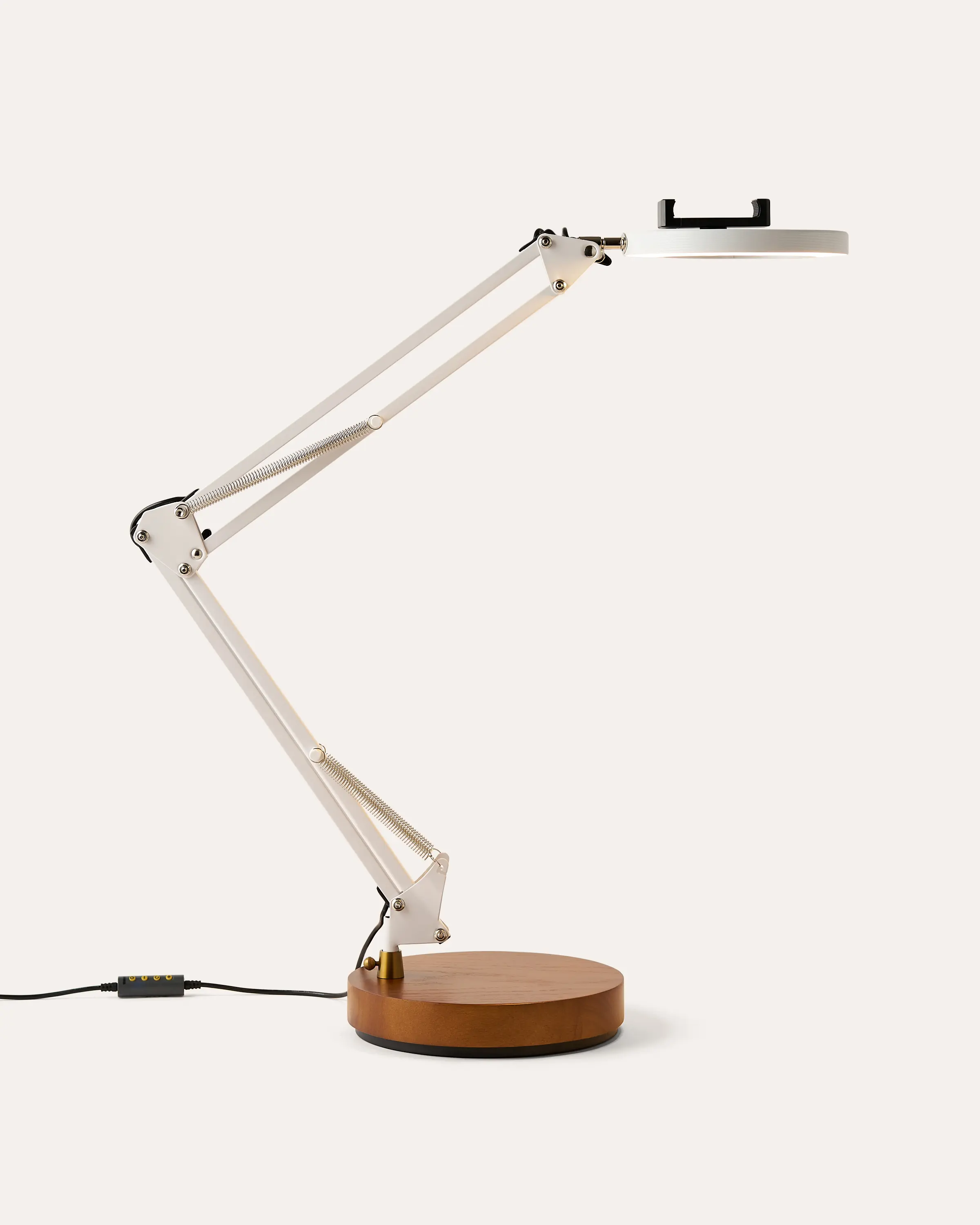 Canvas Lamp with Classic Wooden Base - Eye-Catching Ring Light and Phone Holder for Content Creators, Artists, Entrepreneurs, and Small Business Owners