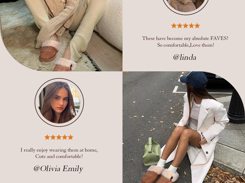 OOW Western Fluffy Slippers for Women Memory Foam Comfy House Cowgirl Boot Slippers for Bedroom Indoor Square Toe Winter Walking Shoes Chestnut