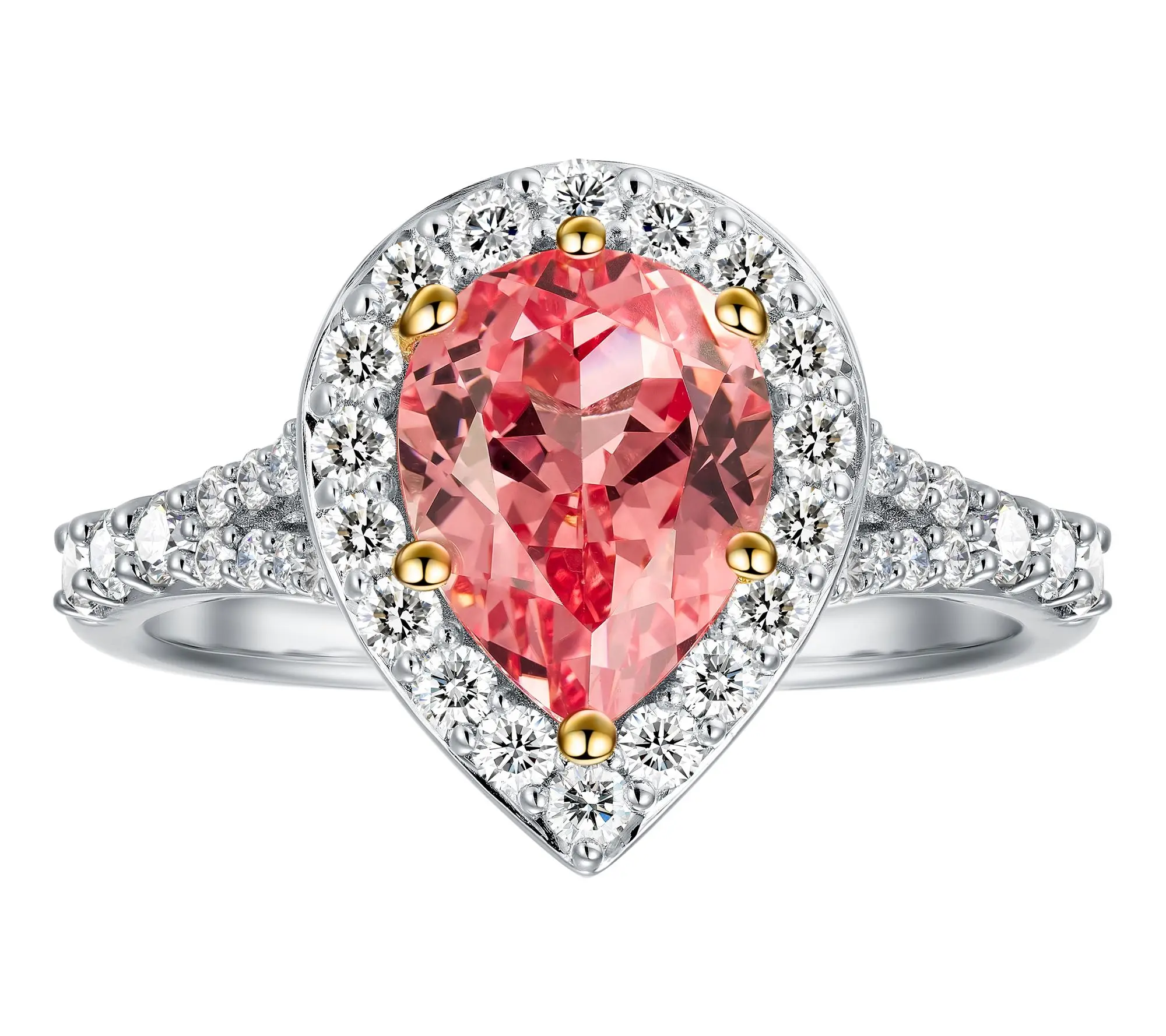 Fire Light Grown Diamond & Padparadscha Ring, Sterling