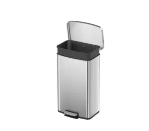Kitchen Trash Can, 13.2 Gallon Stainless Steel Step Garbage Bin with Soft Close Lid, Silver