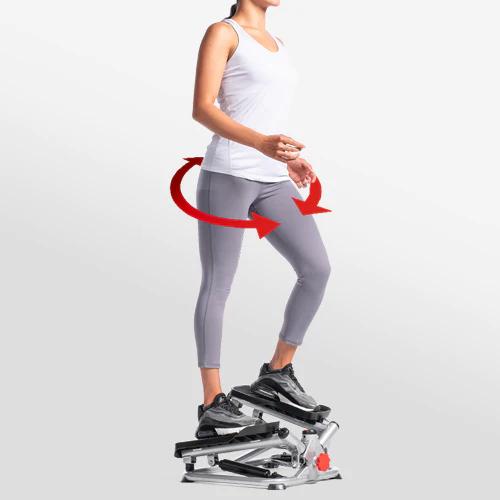 Sunny Health & Fitness Mini Twist Stepper w/ Resistance Bands, Total Full Body Leg Glute Thigh, Home Gym Workout Fitness, Adjustable Resistance/Height, Stabilizer, Performance Monitor, Compact Portable Home Cardio - Smart/Standard/Pro Options