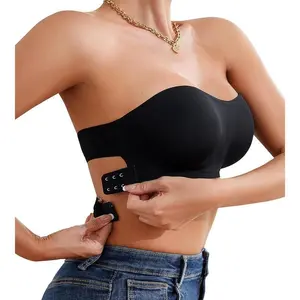 trapless Bra for Women Crossover ide Closure -lip ilicone added Bandeau Bras Wireless Tube Top Bra