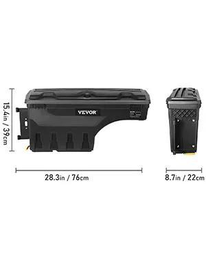 VEVOR Truck Bed Storage Box, TikTokShopBlackFriday, Lockable Swing Case with Password Padlock, 6.6 Gal/25 L ABS Wheel Well Tool Box, Waterproof and Durable, Compatible with Ford F-150 2015-2021, Drivers Side