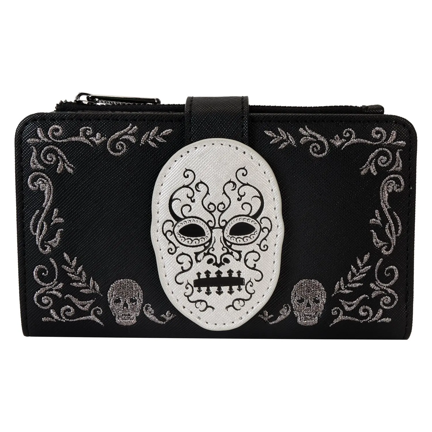Loungefly Harry Potter Death Eater Women's Lightweight Flap Wallet, Metallic Vegan Leather with Applique & Embroidered Detail, Lightweight Pu Women's Wallets, Wallet With Applique