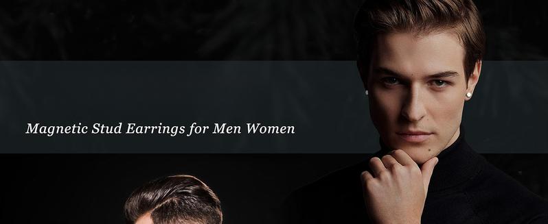 CASSIECA 4Pairs Magnetic Stud Earrings For Men Women Stainless Steel CZ Earrings Studs Square Round Non-Piercing Clip On Stud Earrings Set For Male 6mm 7mm 8mm