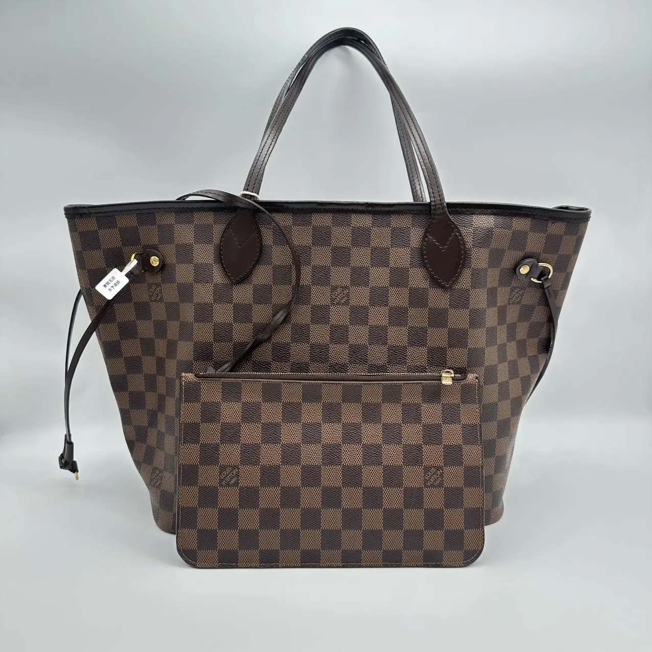 Pre-owned Louis Vuitton Leather Tote bags Neverfull Damier Ebene Tote Bag AM049