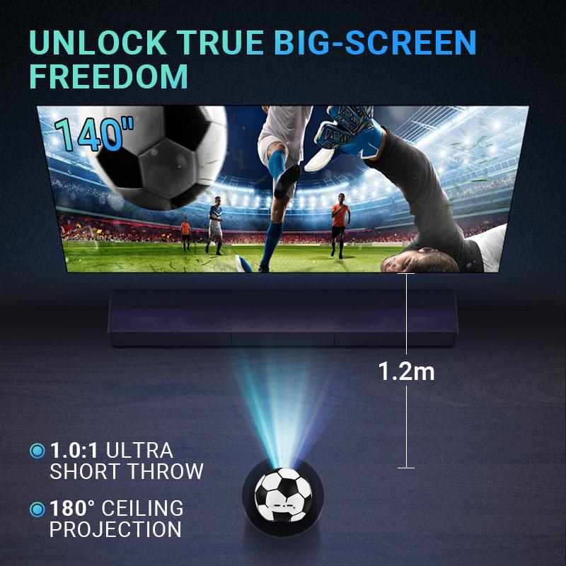 World Cup Soccer-Shaped Projector, Native 1080P Android 13 Smart Projector, 4K Support, 360° Rotation, Auto Keystone & Focus, WiFi 6, BT5.4, Portable Mini Projector for Home Theater, Outdoor Movies & Gaming
