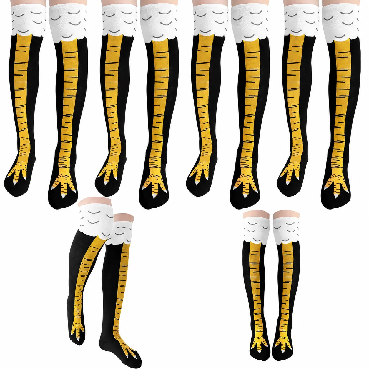 2 Pair Chicken Leg Socks, 25.6 Inch Over-the-Knee Crazy Funny Chicken Socks for Women and Men, Novelty Gift