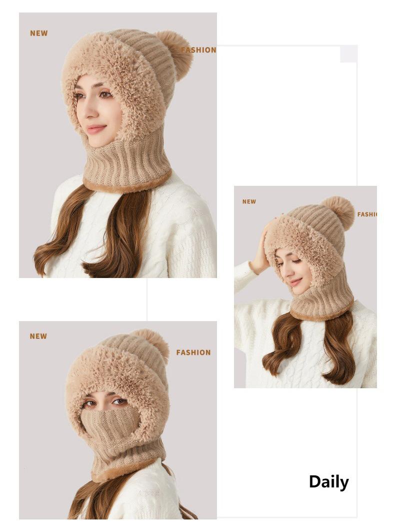 Winter Balaclava Hat Scarf Mask 3 in 1 Set Fleece Lined Windproof Thermal Hooded Neck Warmer with Ear Flaps for Outdoor Sports Cycling Skiing Snowboarding Motorcycling