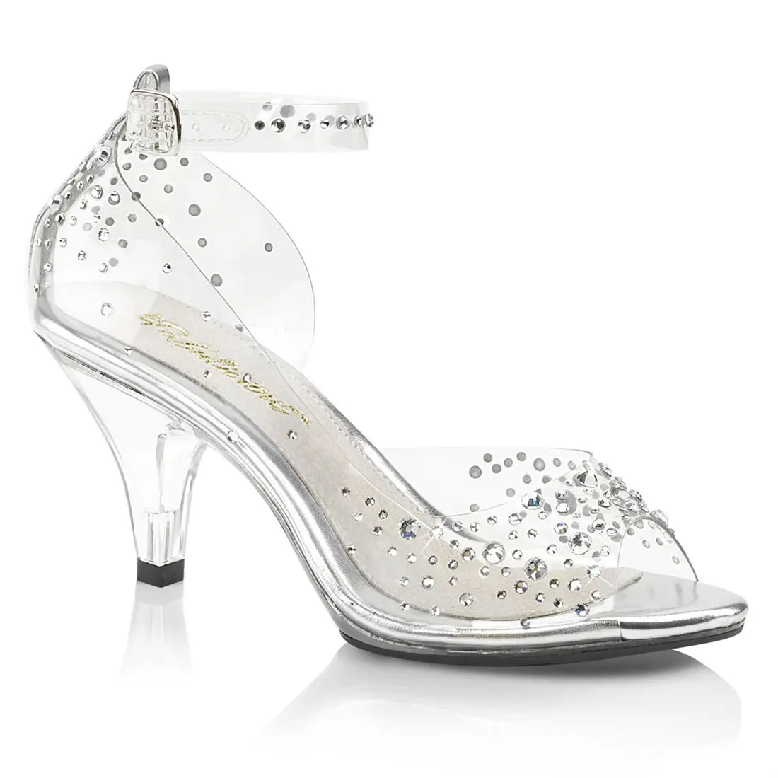 Women's Belle-330RS Open Toe Platform Sandals - Ankle Strap, Black Rhinestones, Bling Decor, Formal Comfortable Heeled Footwear, Comfortable Heels