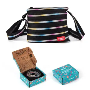 ZIPIT Shoulder Bag for Girls, Gift Box Included, One Long Zipper Design, Adjustable Strap, Cute Gift for Girls
