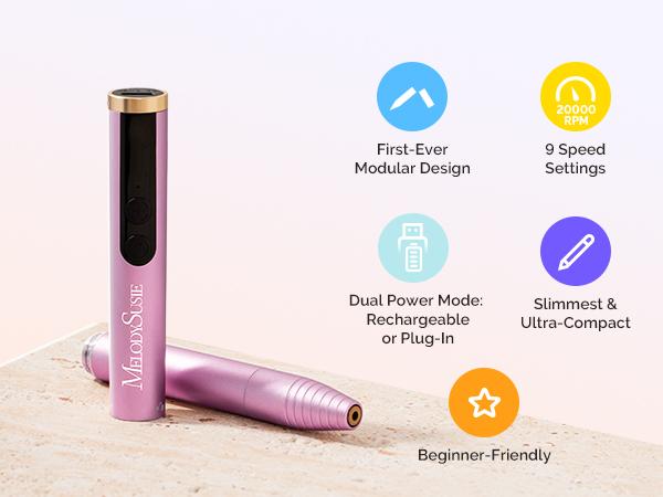 MelodySusie PocketNail PC100GR/PC100G Pen-Shaped Portable Nail Drill 20,000RPM for Beginners MelodySusie PocketNail PC100GR/PC100G Pen-Shaped Portable Nail Drill 20,000RPM for Beginners
