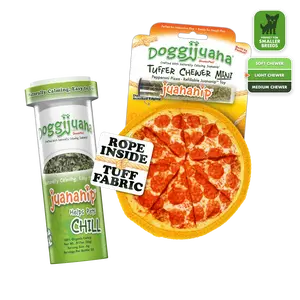 Tuffer Chewer Mini Doggi Duo Bundle - Pepperoni Pizza & Juananip