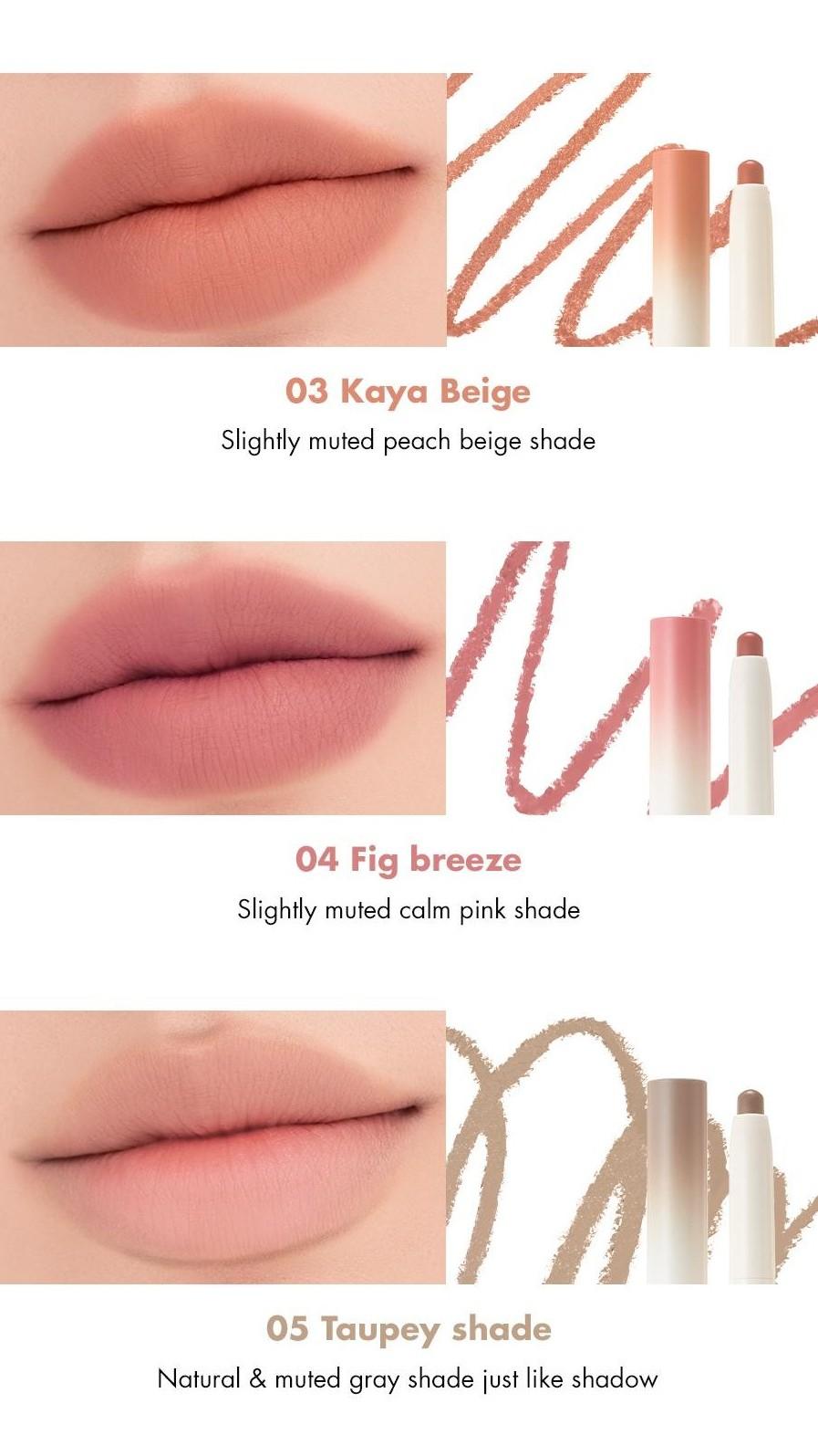 [rom&nd Official Shop] rom&nd Lip Mate Pencil (6 shades 0.5g), Easily Enhance the Shape of Your Lips, Natural Blending