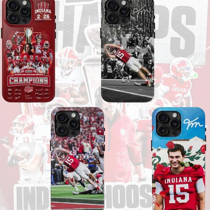 In.dia.na Hoo.siers 2026 CFP National Champions iPhone Case Compatible with iPhone X, 11, 12, 13, 14, 15, 16, 17 Series & Galaxy Series