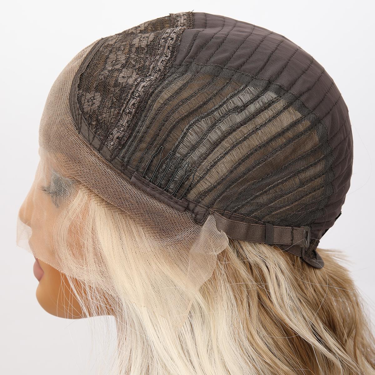 SMILCO/26Inch 13×4 Lace Front Highlight Brown&Blonde/Synthetic Hair for Christmas Gift Secure Fit Adjustable Straps Futura Fibers High-Temperature Resistant/SM9208