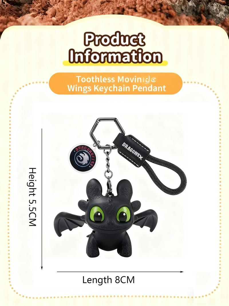 DIYCOM How to Train Your Dragon Night Fury Dragon Keychain Glow in the Dark Mini Dragon Pendant with Moving Wings Trendy Bag Charm Car Ornament Keychain Gift Christmas Gift Birthday Peripheral