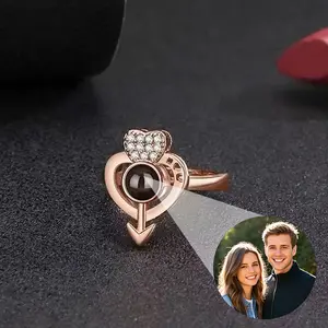 Heart Arrow Memory Ring for Women, 100 Languages "I Love You" Projection Couple Internet Celebrity Adjustable Ring DZSP2290