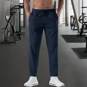 Men’s lightweight, breathable quick-dry sweatpants with zippered pockets; fashionable casual solid long pants for summer