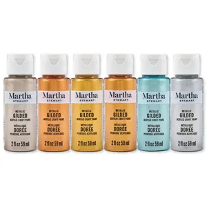 Martha Stewart™ 6-Pc Gilded Metallic Acrylic Paint Set - Multi-Surface, Great Coverage, Indoor/Outdoor, Radiant Finish for Crafters - 68671
