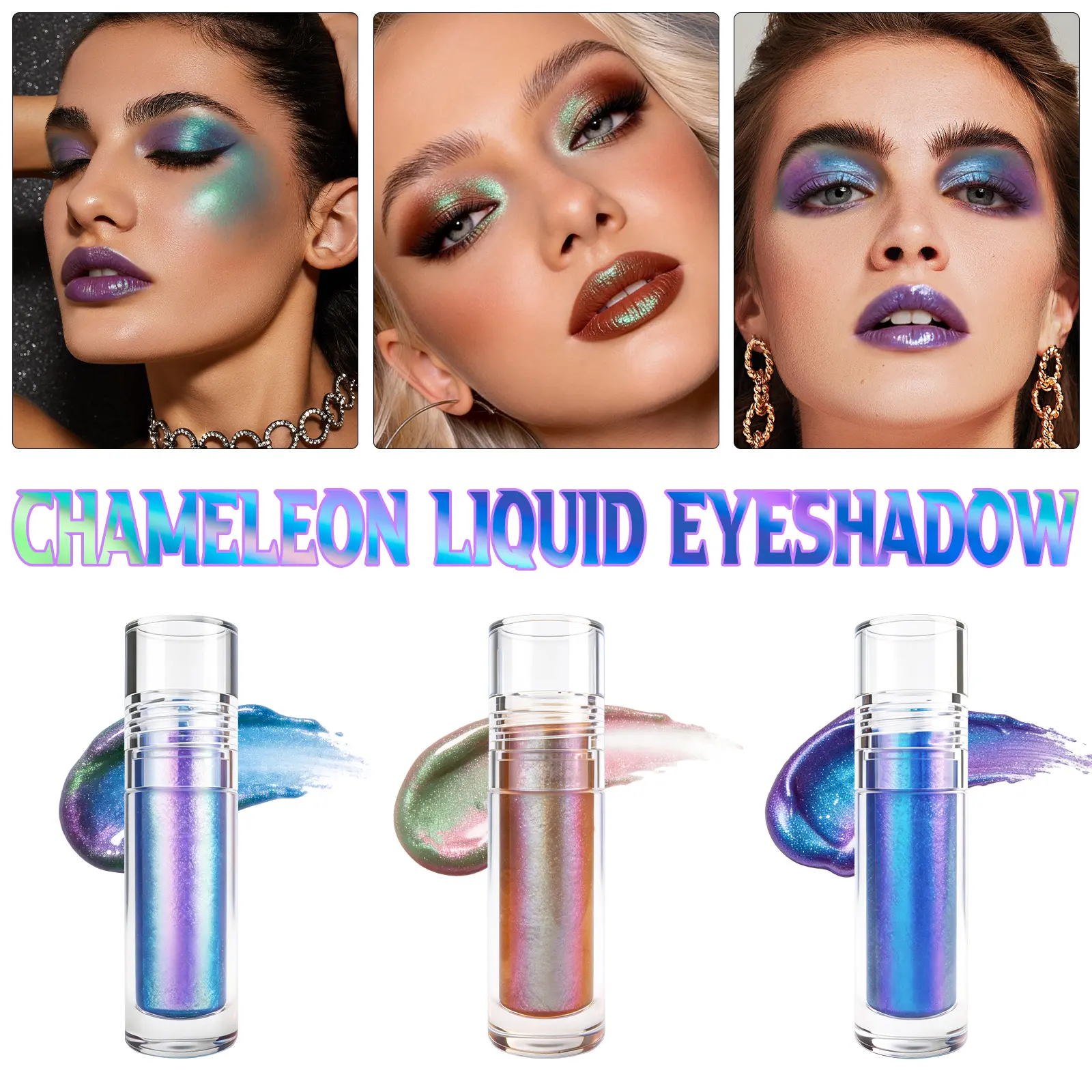 Duochrome Liquid Eyeshadow – Color Shifting Holographic Metallic Shimmer Glitter | Highly Pigmented Waterproof Long-Lasting Multi-Use Eye & Lip Makeup | Y2K Glass Skin Coquette Ethereal | Festival Rave Party Halloween Daily Women