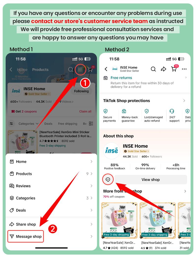 XenGro Mini Printer Bluetooth included 3 Roll label Thermal Pocket Printer,Inkless Small printer B&W Printing Only for Photos, Study Notes, Lists,Memos, Journals Printing Machine Sticky Label, Birthday Gifts for Kids White