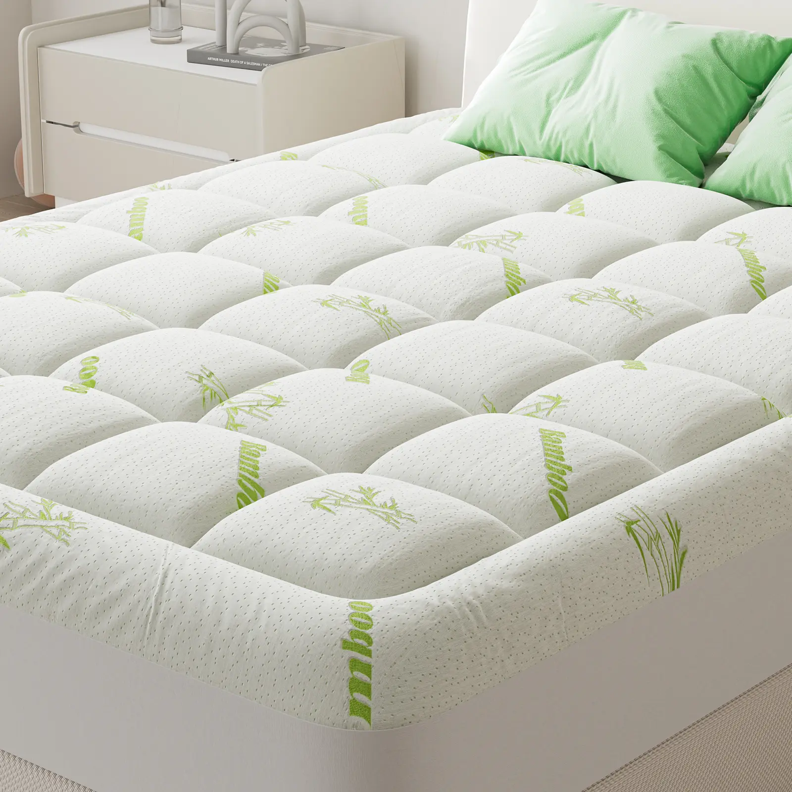 【Summer Sale】Mattress Topper Viscose Made from Bamboo Sheets Mattress Protector for Back Pain Relief Cooling for Hot Sleeping Poor Sleeper