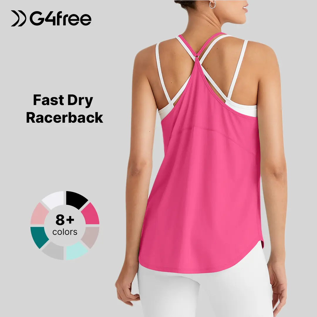 G4Free Women's Muscle Workout Tank Top - Lightweight Sleeveless Activewear, Fast Dry Racerback Gymclothing, Athletic Tank Tops for Sports, Workout Clothes
