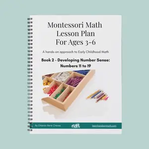 Book 2: Montessori math lesson plans for PreK. Learn numbers 11 to 19 with hands-on activities and math manipulatives. Introduce your child to place value and help them build number sense with this homeschool curriculum.