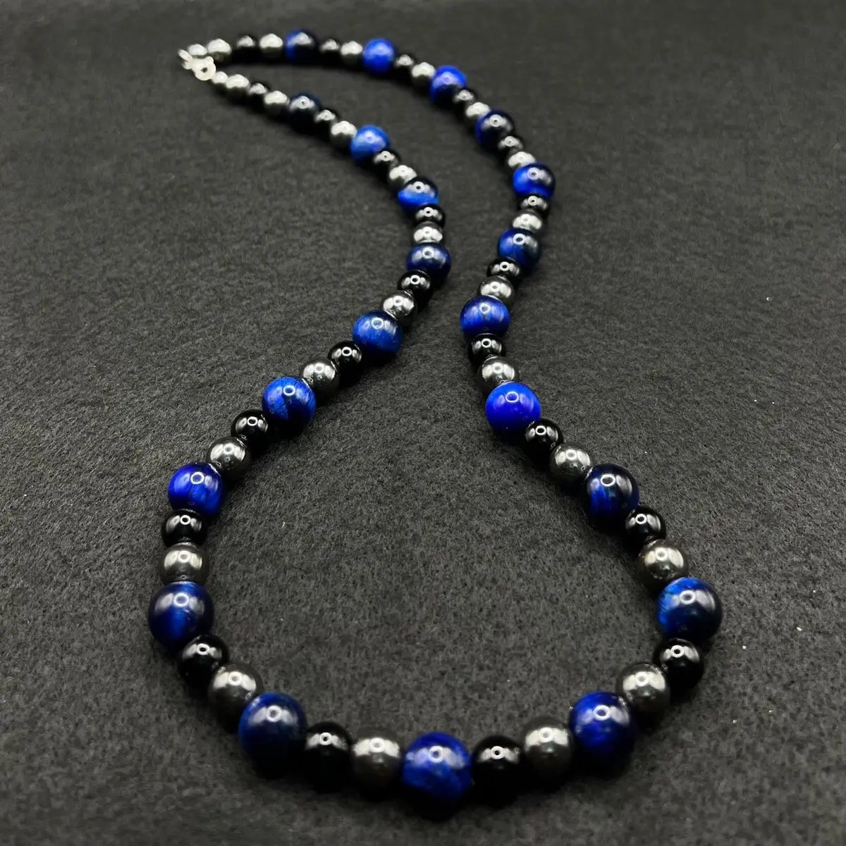 Obsidian, Hematite and Blue Tiger’s Eye Triple Protection 24” Necklace