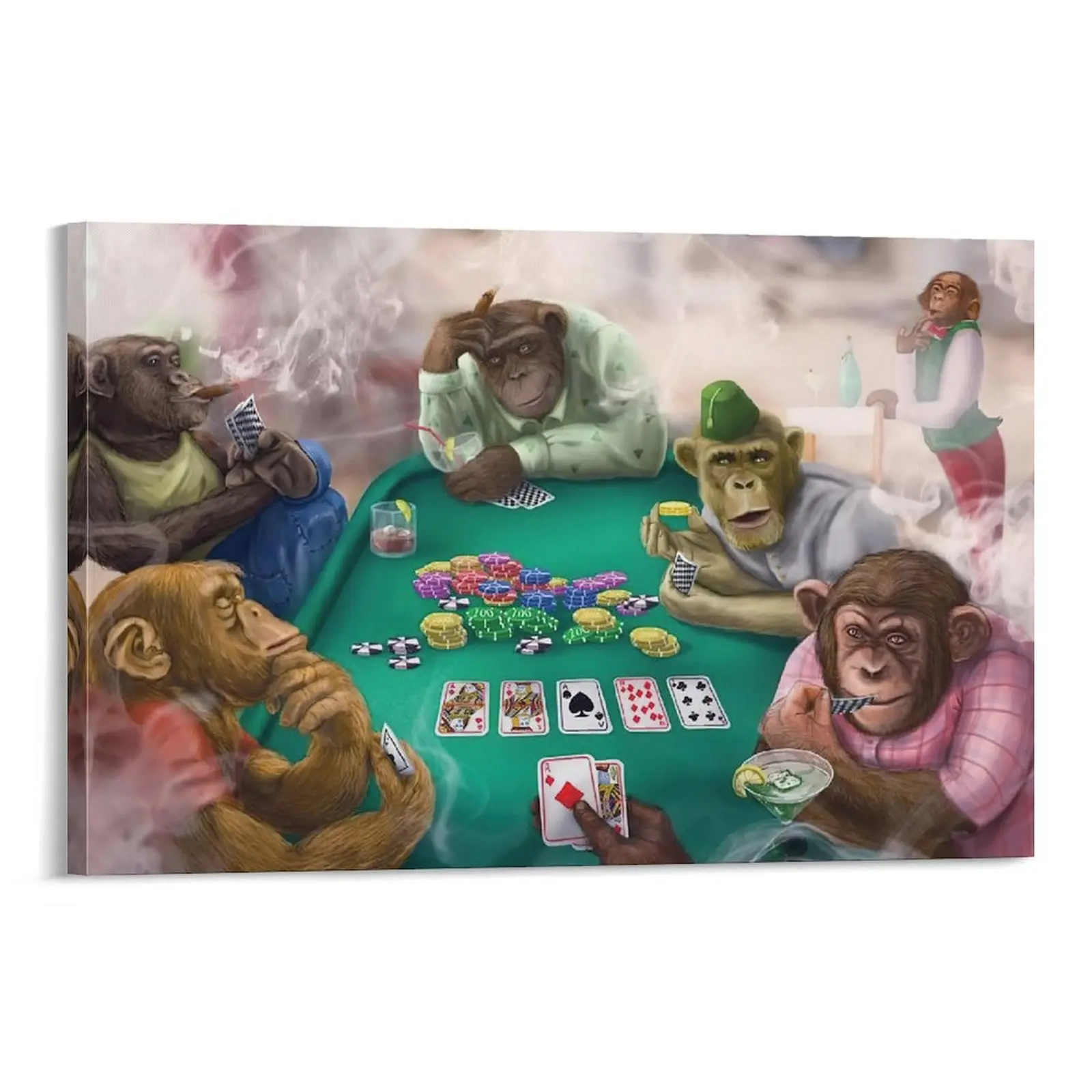 Monkeys Playing Poker Poster. Bathroom Decor. Decorative Painting. Living Room And Bedroom Posters. Poster Canvas Wall Art For Bedroom Decor Bar Office Room Decor Gift