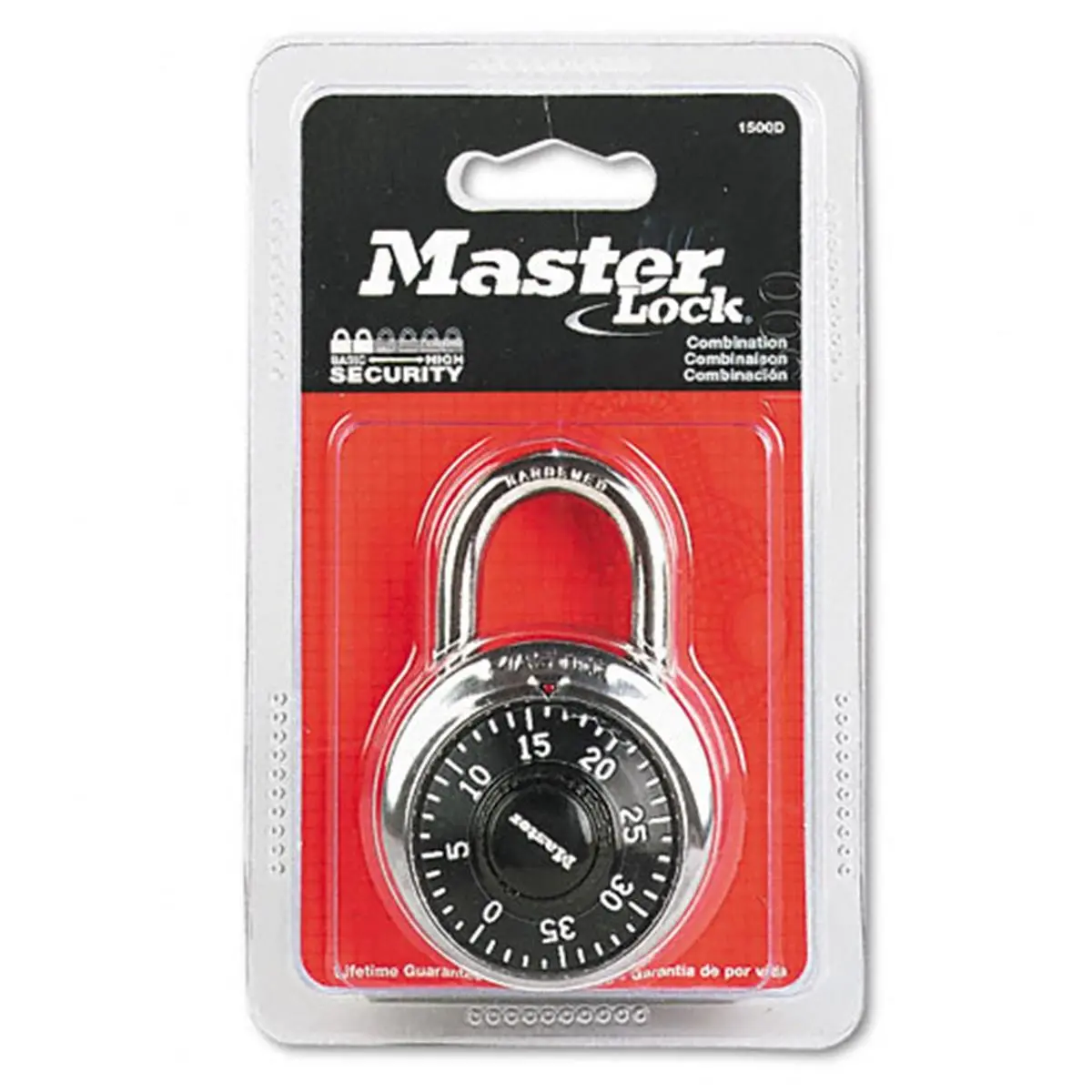 212 MAIN Master Lock Combination Security Lock, 1-7/8 in Wide Black Dial, Stainless Steel Build for Motorcycle & Automotive Use, Stainless Steel Locks