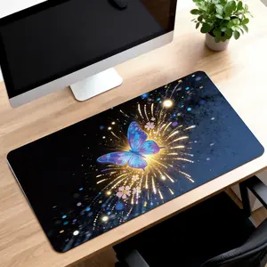LIVEKEY Aesthetic Butterfly Firework Mouse Pad 80x40cm  Large Gaming Mousepad with Non-Slip Base & Stitched Edges  Desk Mat for Office PC Gamer Setup  Extended Keyboard Pad. (Character count: 98)