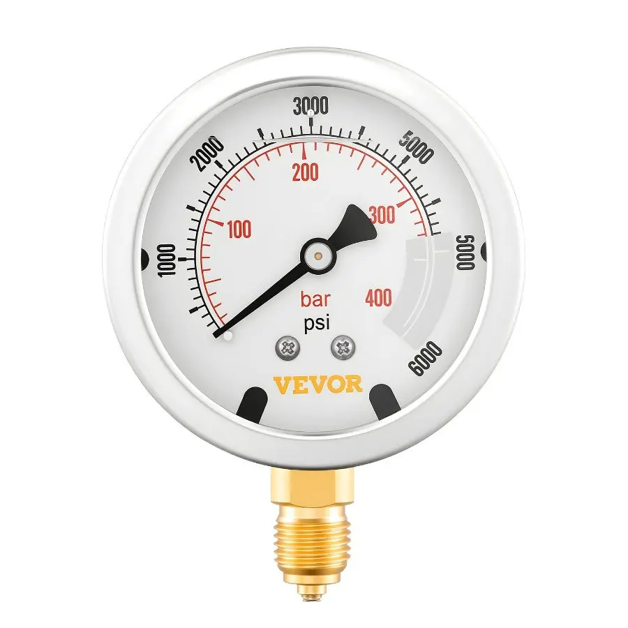 VEVOR Hydraulic Pressure Test Kit, 150/900/2300/6000/9000 PSI (10/60/160/400/600 Bar), Hydraulic Gauge Kit with 5 Gauges, 20 Couplings, 4 Quick-Release Couplers, 3 Hoses for Excavator and Construction Machinery