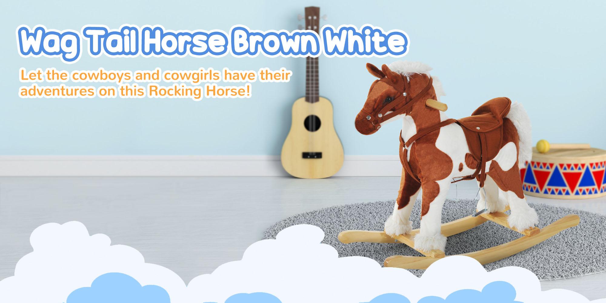 Qaba Kids Rocking Horse Ride on Plush Toy, Traditional Design Children Rocking Horse Chair Toy for Boys and Girls