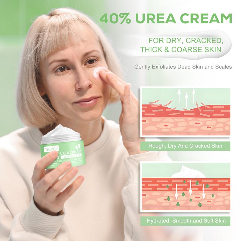 Urea Cream 40% plus Salicylic Acid 2% - Maximum Strength for Dry, Cracked Feet and Hands - Moisturizes and Softens  Hydrating Exfoliating Skin Friendly Moisturizer Hyaluronic Moisturizing Moisture Hydrate Nails