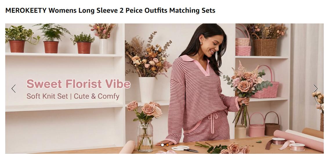 MEROKEETY Lounge Sweater Sets for Women 2 Piece Outfits Casual Long Sleeve Striped Tops Shorts Matching Set