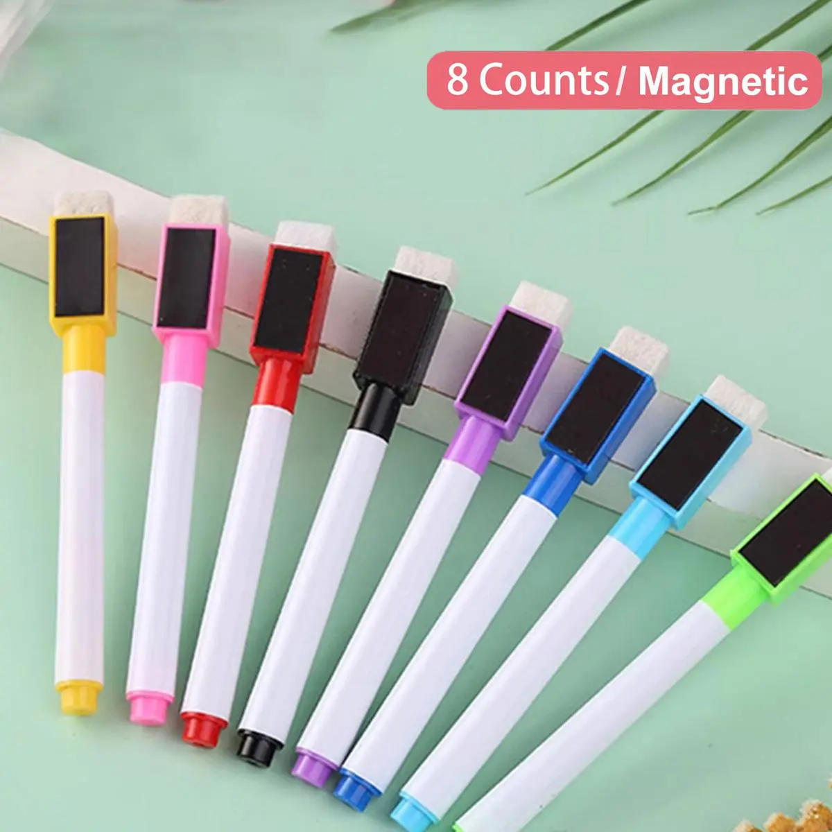 Whiteboard Marker Pen Set, 8 Pcs/Set Magnetic Erasable Dry Erase Markers for Home, Office and Dormitory