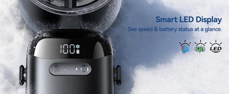 4-in-1 portable refrigeration handheld turbo fan with 200 speed settings, 21,000 revolutions per minute, 12-hour cooling, digital display, 120° rotation, USB charging, mini handheld personal fan.Suitable for travel, indoor use, and office desk usage.