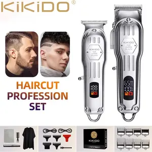 KIKIDO Professional Hair Clipper 4pcs/3pcs/2pcs Men'S Hair Clipper Trimmer, Professional Hair Clipper, Hair Cutting Tools, Hair Cutting Set, Men'S Beauty Tools, Hair Trimming, LCD Display Hair Clipper, Men'S Beauty Festival Gift