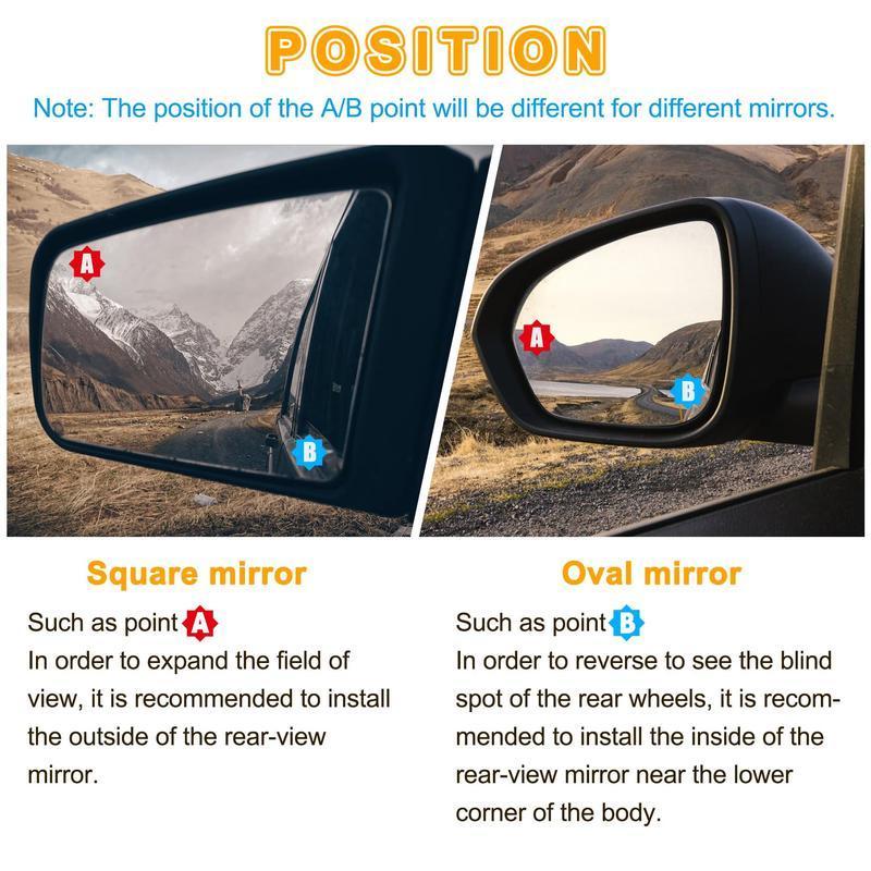 2PCS Round HD Glass Convex Rear View Mirror with Frame, 360 Wide Angle Side View Mirror Accessories with Self Adhesive Back for Car, SUV and Trucks